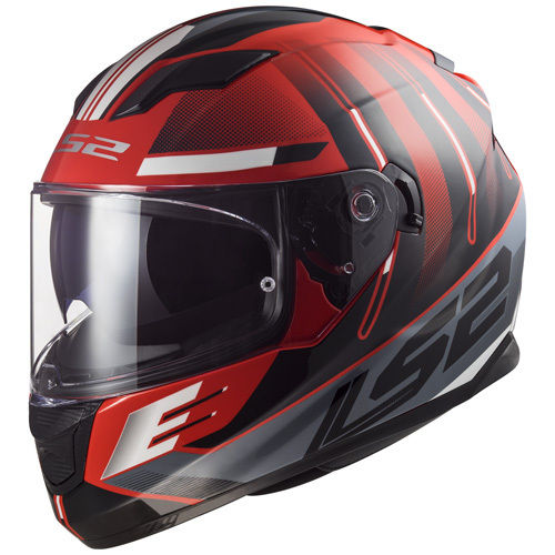 Helm LS2 SHADOW schwarz/weiß/rot  mit versenkbarem Sonnenvisier  Gr.XS -3XL